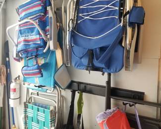 Beach chairs; garage storage system