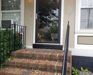 Entry door; storm door; exterior lights