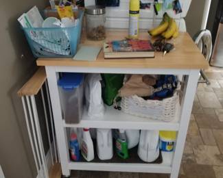 Kitchen storage table with two shelves