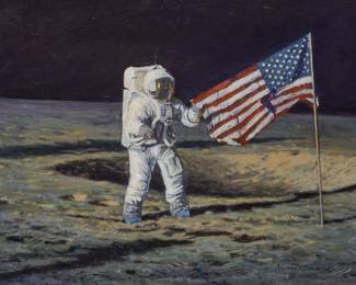 Alan Bean (Texas, 1932-2018), "Man on the Moon", acrylic on panel

