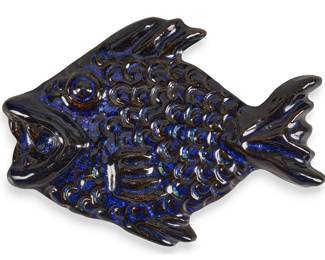 Harding Black, Indigo Glaze Fish, 1972