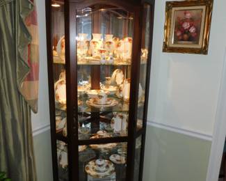 Mahogany Lighted Curio Cabinet