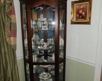Mahogany Lighted Curio Cabinet