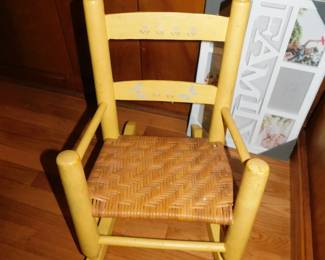 Vintage Childs Rush Seat Rocker