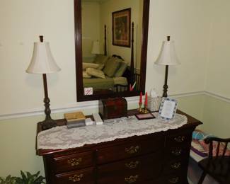 Thomasville Mahogany Triple Dresser & Mirror