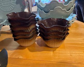 Vintage Bormioli Rocco Molded Glass waffle Cone bowls