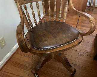 Bentwood oak and leather office chair