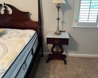 Kimball pair of nightstands or end tables with marble tops