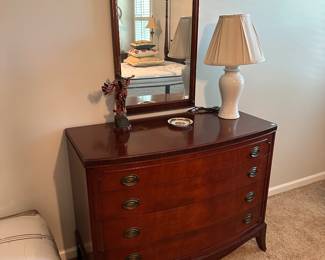 mahogany Hepplewhite chest with companion mirror