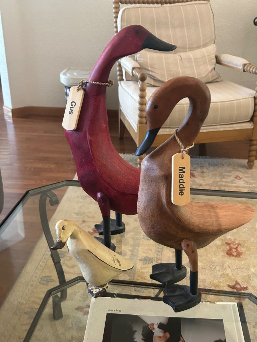 Country carved duck family