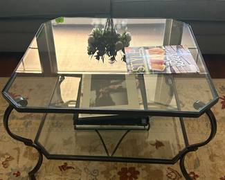 Glass table with matching coach table