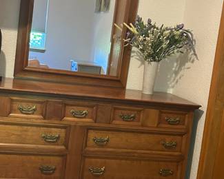 maple wood dresser with mirror