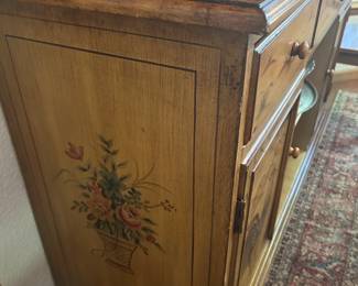 French Country Hutch with hand paintings
