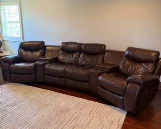 Havertys Leather Sectional Home Theater Sofa