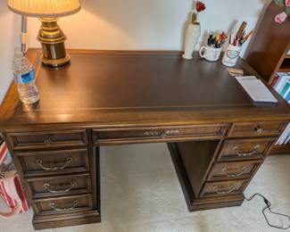 Solid Wood Leather Top Desk 4' x 2' x 29"