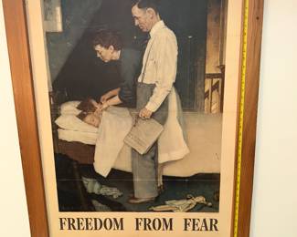 Norman Rockwell - WW2 'Ours... to Fight for FREEDOM from Fear' framed poster. This is one of the four he did for the war effort.