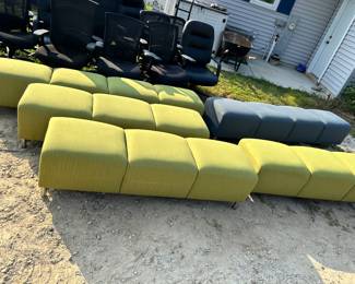 Modular lounge armless, no back sitting sections.
