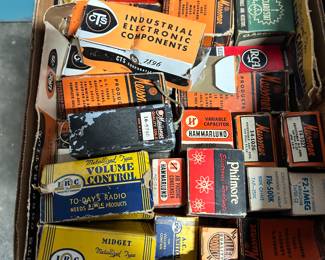 Vintage radio on TV tubes and related items.