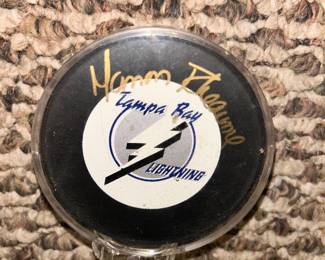 Autographed by the only FEMALE athlete to EVER play in a NHL game!!! Mahon Reaume - goalie for the Tampa Bay Lightning. Playing for Canada, she won gold medals in the IIHF Women's World Championship in 1992 & 1994 and won the silver medal in the 1998 Winter Olympics!