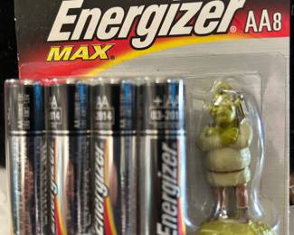 Here is an interesting oddity - 8 pack AA energize batteries with the Shrek figure on the right!
