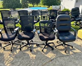 An example of the wide assortment of office chairs. Can be sold individually or as a matching set of four… they’re all in great shape!
