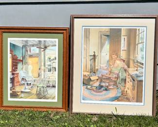 Two, Charles Peterson “Ghost Art Work” - signed, numbered, matted and framed. The one on the left is “First Haircut” and on the right is “A Bedtime Story”.