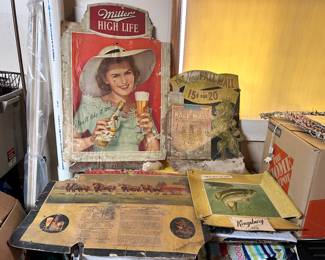 Miller High Life beer cardboard store promo.