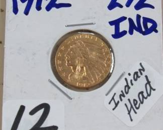 1912 Gold $2.50 Indian Head Coin