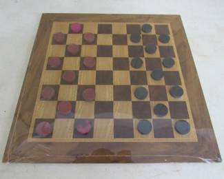 Wood Checker Board w/Checkers 