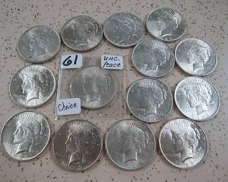 UNC. Peace Silver Dollars