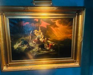 Oil on canvas maritime painting ,19th century , 38 by 28 inches