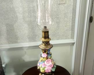 Antique Handpainted Floral Oil Lamp
1880-1920