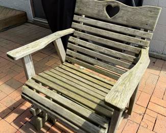 Wooden glider.   Does need to be repaired at bottom.   $15