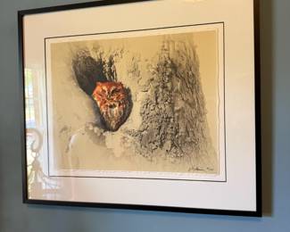 Owl Print from local wildlife artist James Brown.   $50