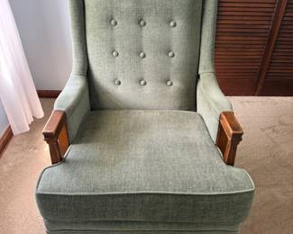 Vintage Sage green chair with wooden accents.   $50