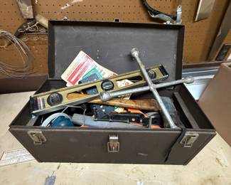 Vintage Metal toolbox with contents $30