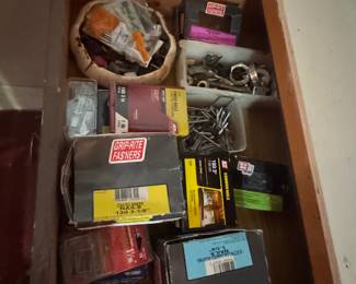 Drawer of Nails and shelf brackets $25 for all. 