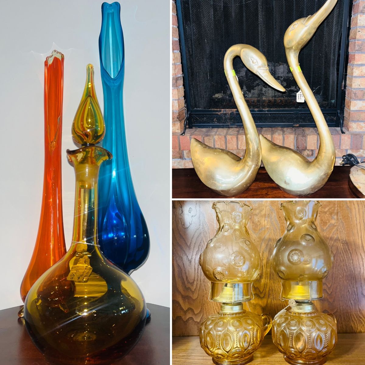 Viking swung vases, Blenko decanter 
