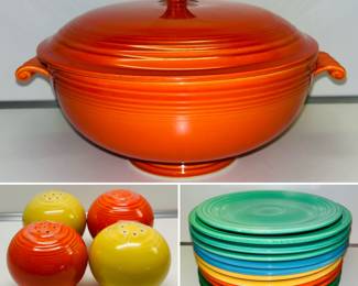 Fiestaware Serving pieces and salad plates 