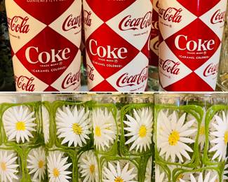 Vintage Coco-Cola and MCM daisy drink ware sets. 