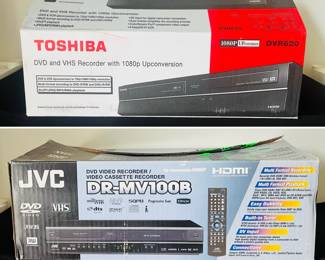 Toshiba DVR620 DVD and VHS Recorder with 1080p Upconversion and a JVC DR-MV100B DVD Video Recorder/Video Cassette Recorder.