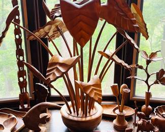 hand-carved hardwood decorations 