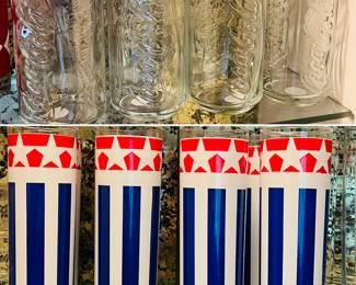 Vintage Coca-Cola and patriotic glass sets. 