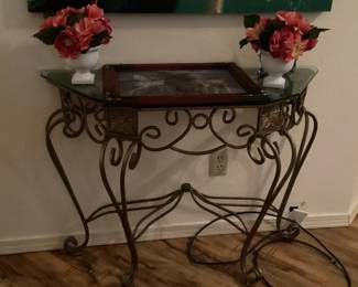 Glass top hall table