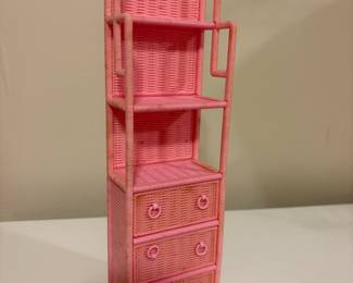 Vtg. Mattel Barbie 1985 Beverly Hills Furniture Bath Boutique for Barbie Pink 80s Faux Wicker