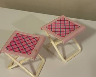 Vtg. Barbie 1995 Caravan Mini Van BBQ Picnic Folding Chairs - Pair