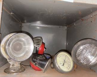Fiamm Italy Trumpet Horn Pr #838, Vtg Pako Industrial Temperature Gauge, Vtg GE Headlamp, Etc

