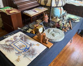 European tiles, decor, not a real Tiffany lamp but still beautiful!