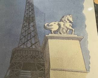 Tan "Tour d'Eiffel" Lithograph