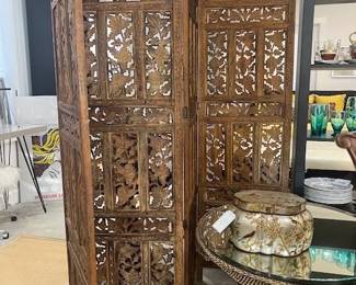 Indonesian Open-work Folding Screen